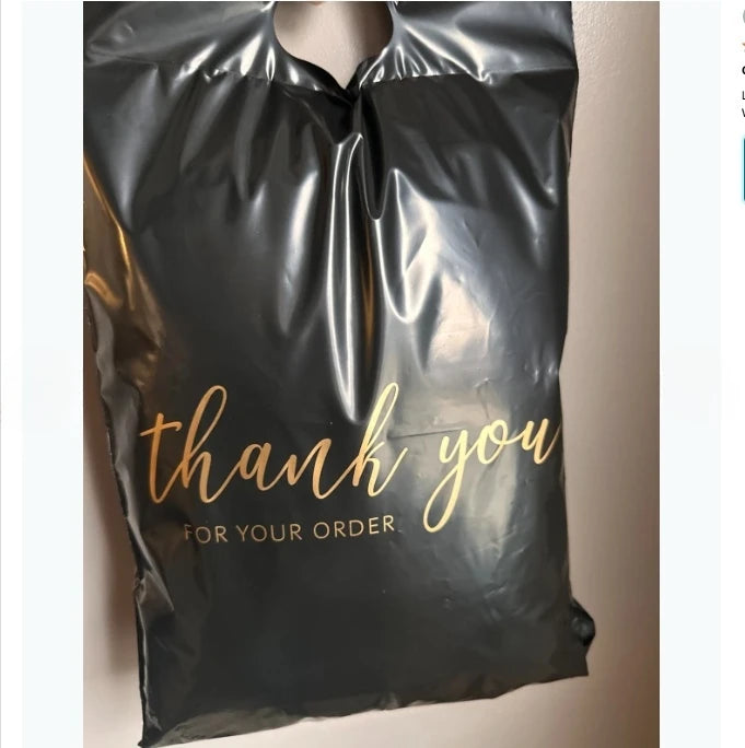 100 Pieces 10x13 Inch Black Poly Mailers 2 Day Shipping 5 Day Delivery Tearproof Waterproof Biodegradable Thank You Bag 2 Mil