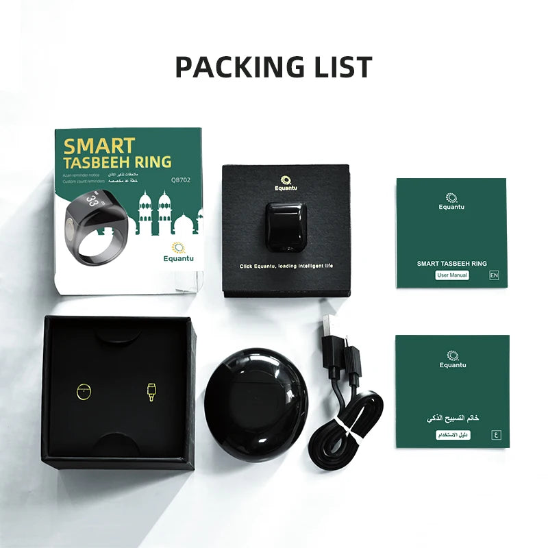 App Control Smart Tasbih Zikr Ring Muslim Gift Set Zinc Qibla Electronic Rosary Zikr Ring Tidesmit