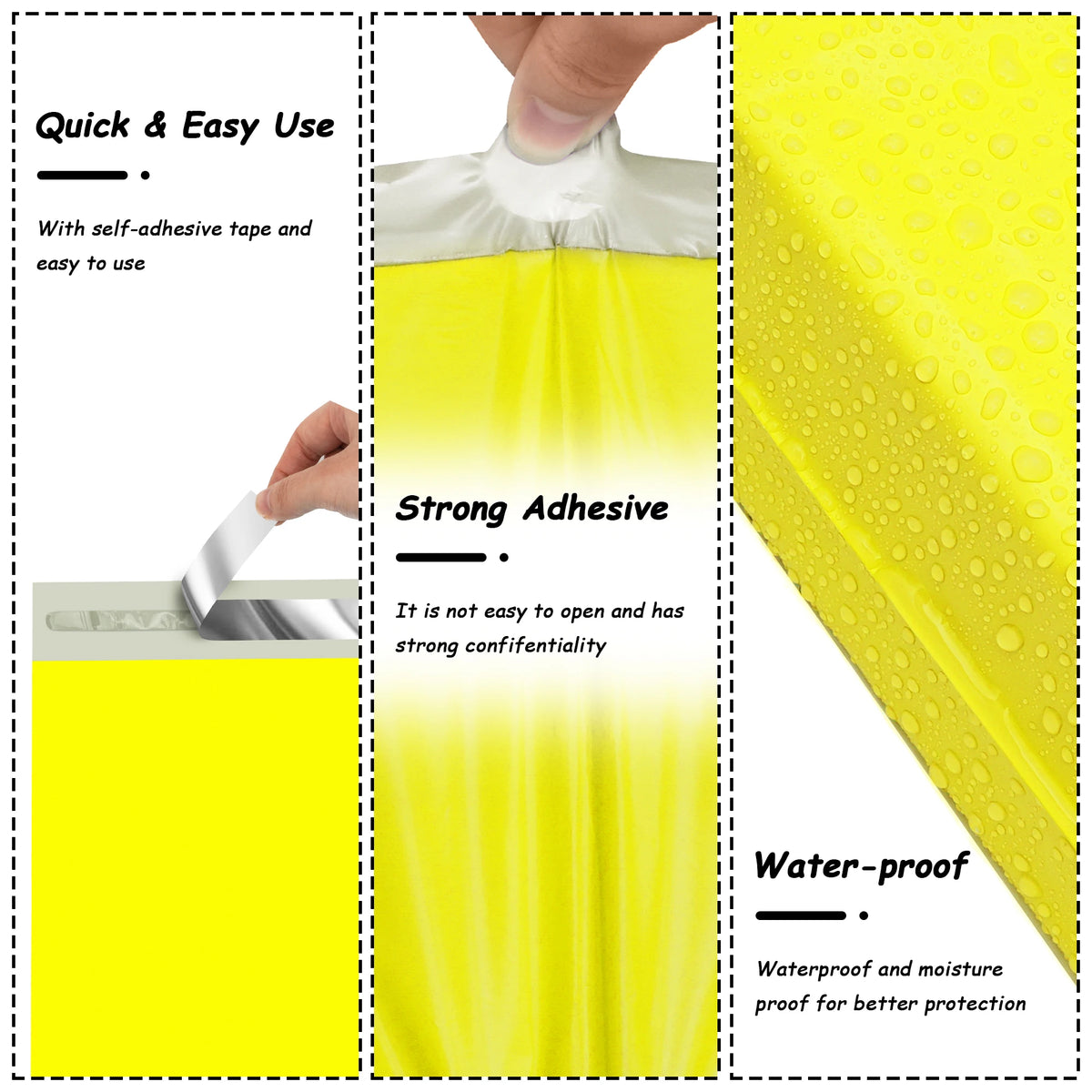 Yellow 10x13 Inch Poly Mailers 25 Pcs Biodegradable Tear-Resistant Waterproof Self-Seal Privacy Bags for Clothing Brands 2 Mil