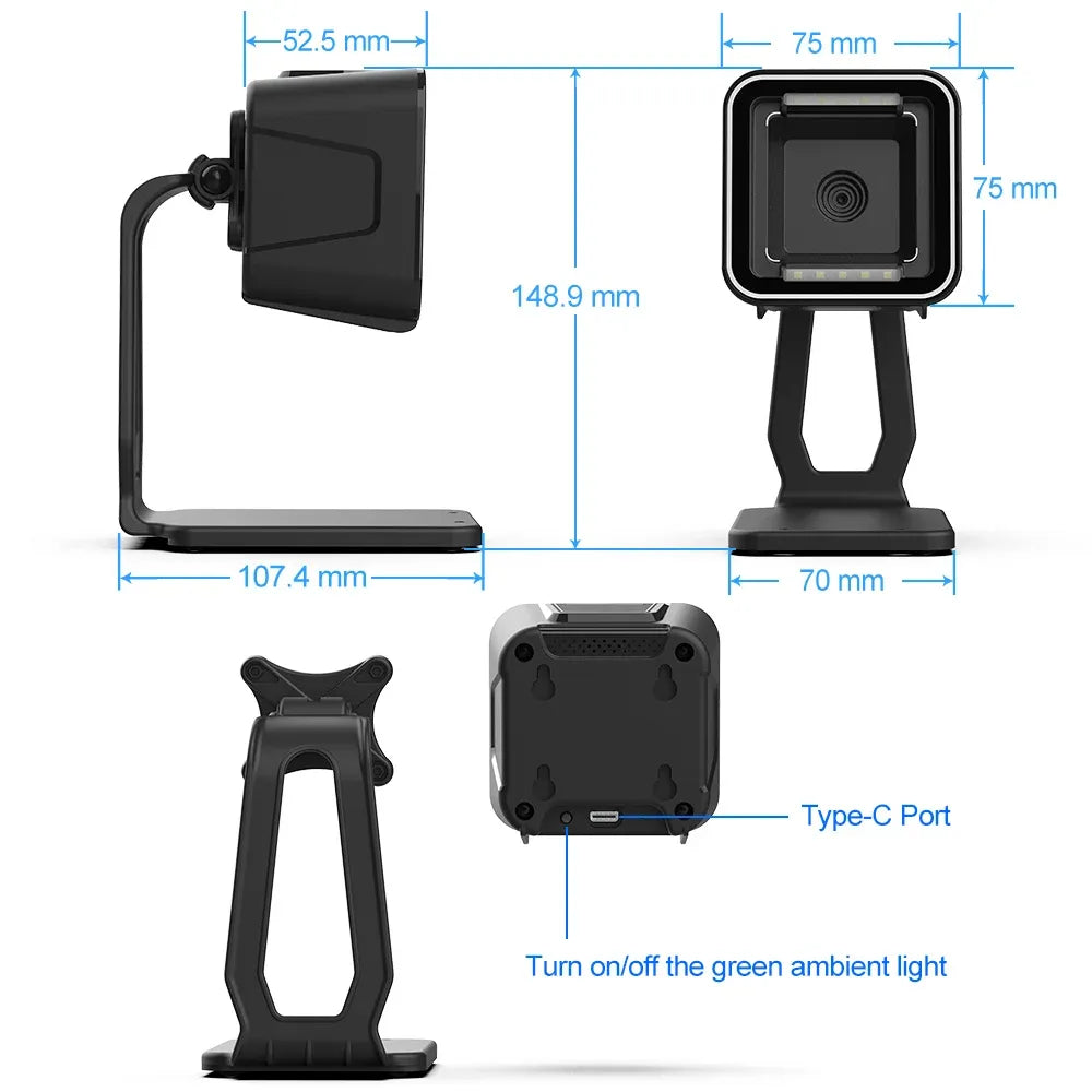 Desktop Omnidirectional Barcode Scanner 1D 2D QR Code Reader Flatbed Automatic Supermarket Barcode Scanner