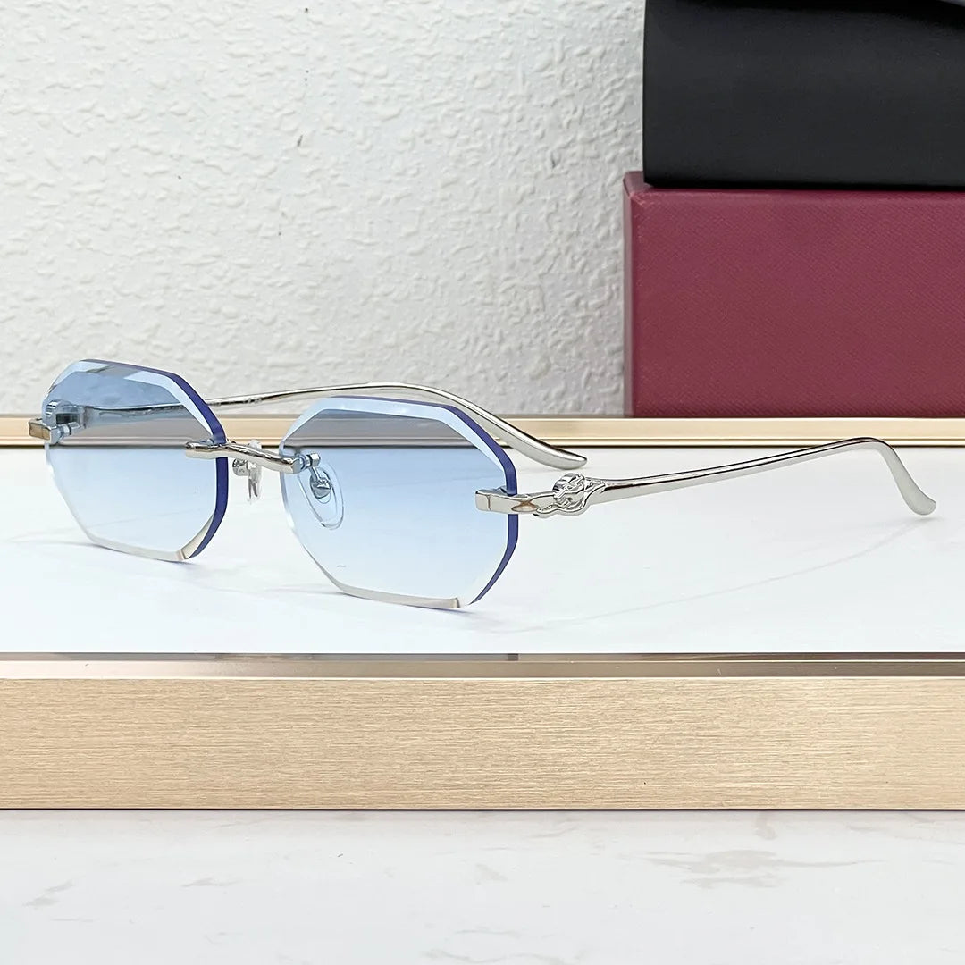Luxury Designer Brand Irregular Sunglasses High Quality Diamond Cut Rimless Metal Frame Sunglasses