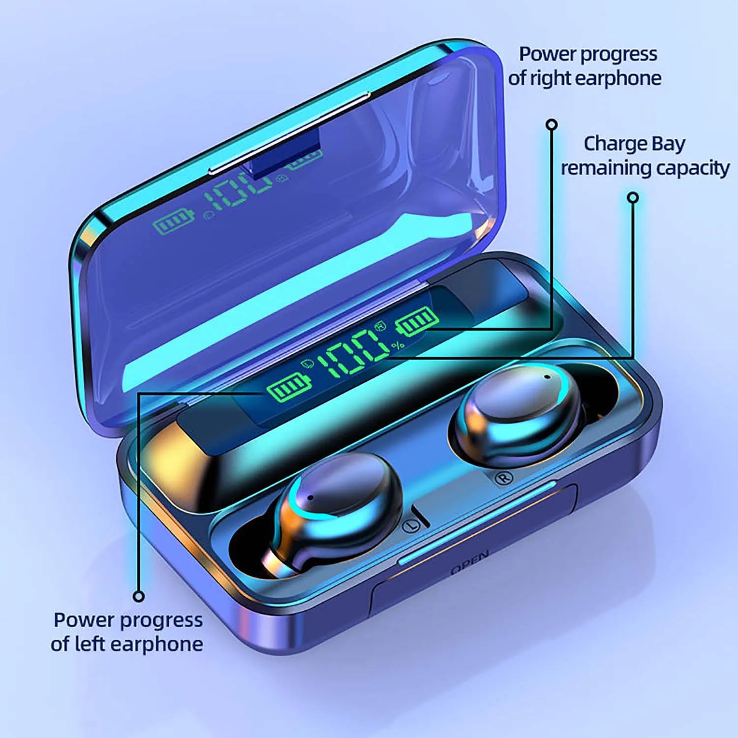 GAE-140 2021 Hot F9-5C Waterproof 9D Stereo Sports Earbuds TWS BT 5.0 Earphones Wireless Earphone Headsets with Charging Case Tidesmit