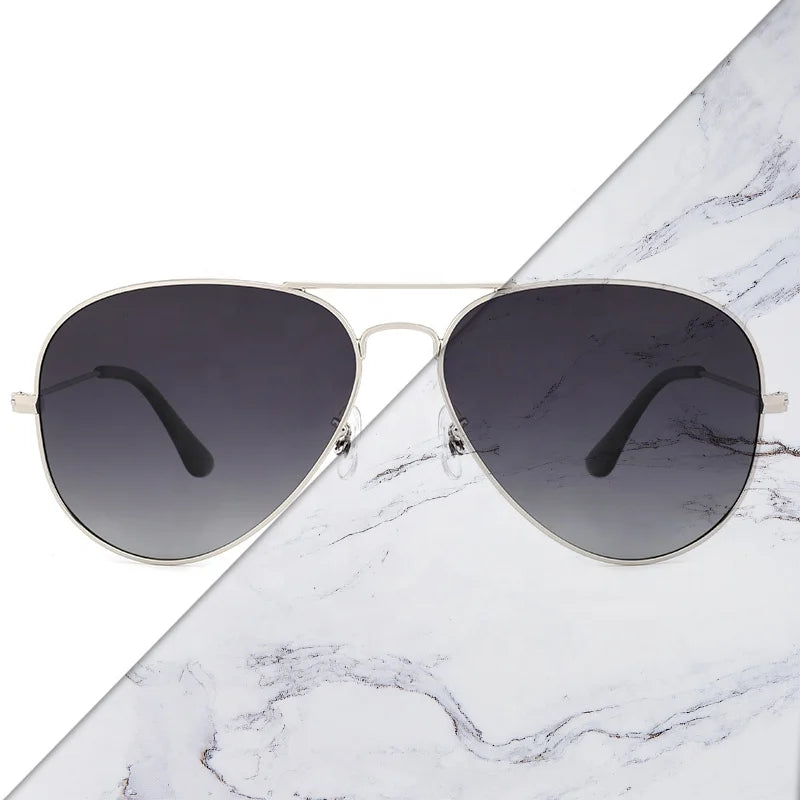 Brand Design Pilot Oval Polarized Sunglasses Metal Full Rim Light Weight Unisex Luxury Custom Eyewear Factory Direct