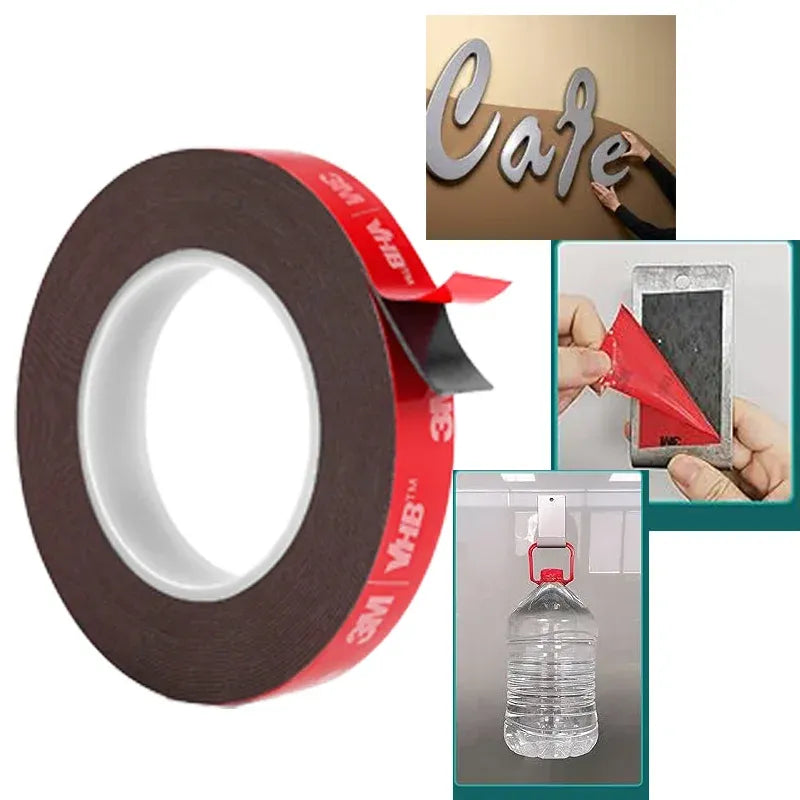 Brown and red double-sided acrylic foam tape roll for mounting and sealing