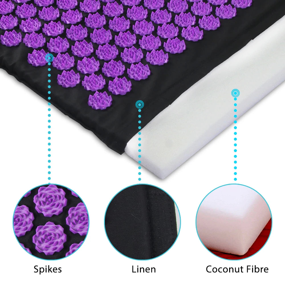 Acupressure Mat and Pillow Set for Muscle Relief - Tidesmit Back Massage Instrument Tidesmit