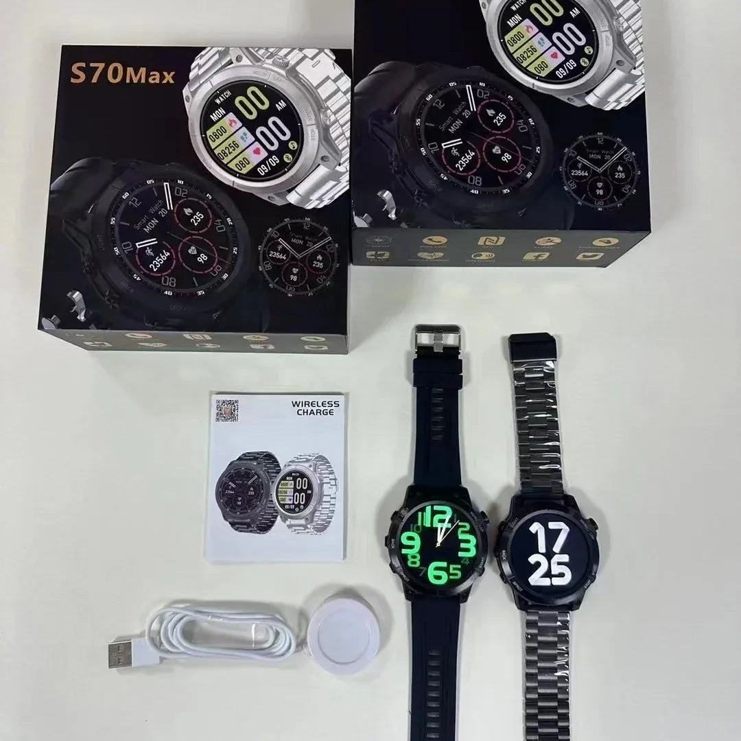 New S70 Max Smart Watch 1.62inch AI Voice BT Call Wireless Charging Sport Fitness Tracker Smartwatch NFC Payment GPS Navigation - Tidesmit