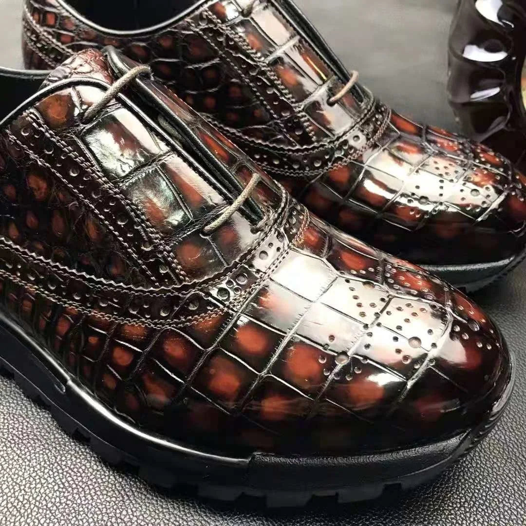 Goodyear New Arrival Sport Shoes Men Sneaker Luxury Genuine Alligator Leather Walking Style Shoes Man Luxury crocodile Shoes Men