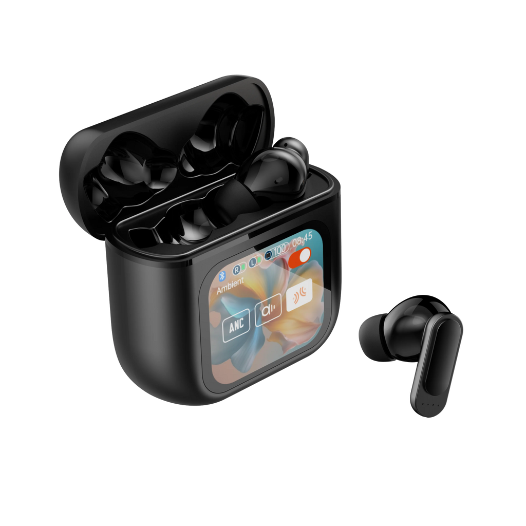 Newly Designed Anc Enc Tws Earphones with Digital LCD Touch Screen Wireless in Ear Headphones, Generation Pod TWS Earbuds Tidesmit