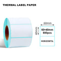 Thermal label paper roll, blank 60x40mm labels, 800 pcs and 40mm height