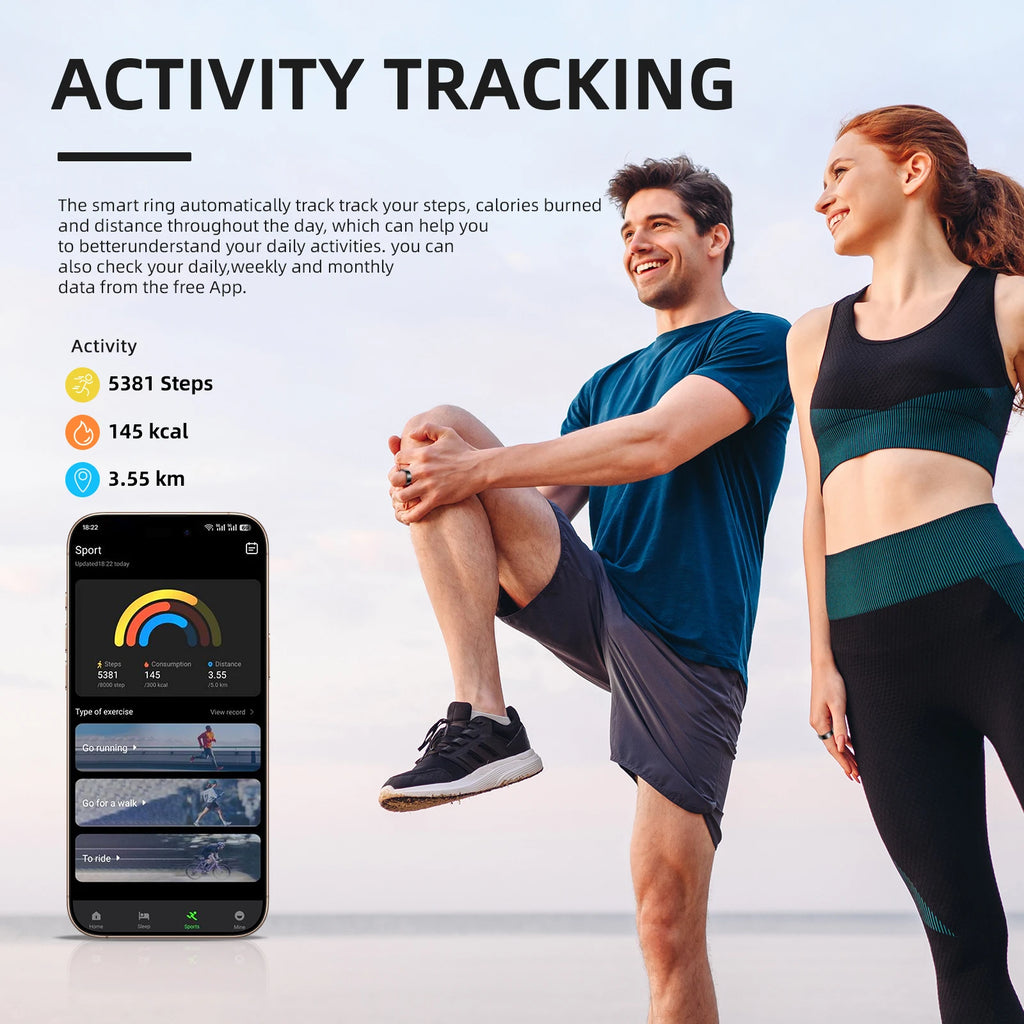 Hyperliving for Bluetooth Smart Ring 10ATM Stainless Steel App Controlled with Android Sleep Tracker Lighting Features Tidesmit