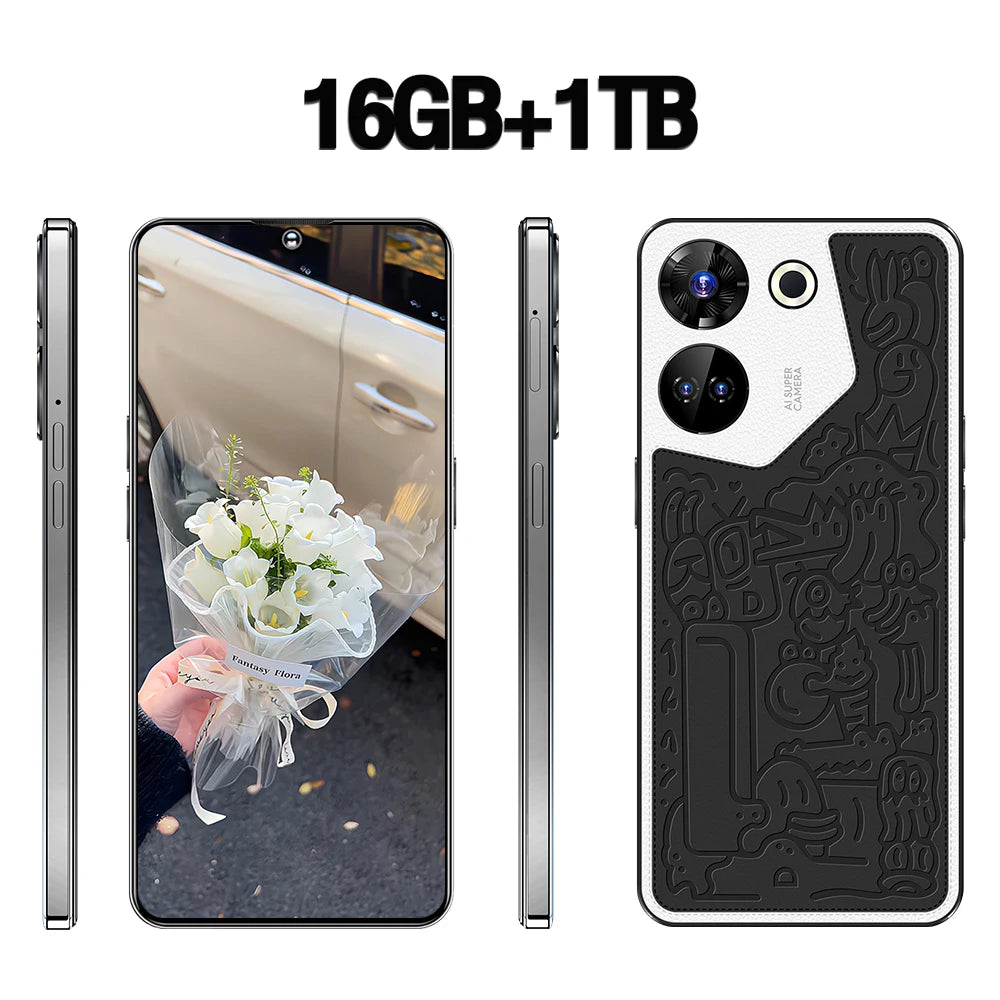 Tidesmit C20 Pro smartphone with 7.3 inch display 16GB RAM 1TB storage in sleek global version design