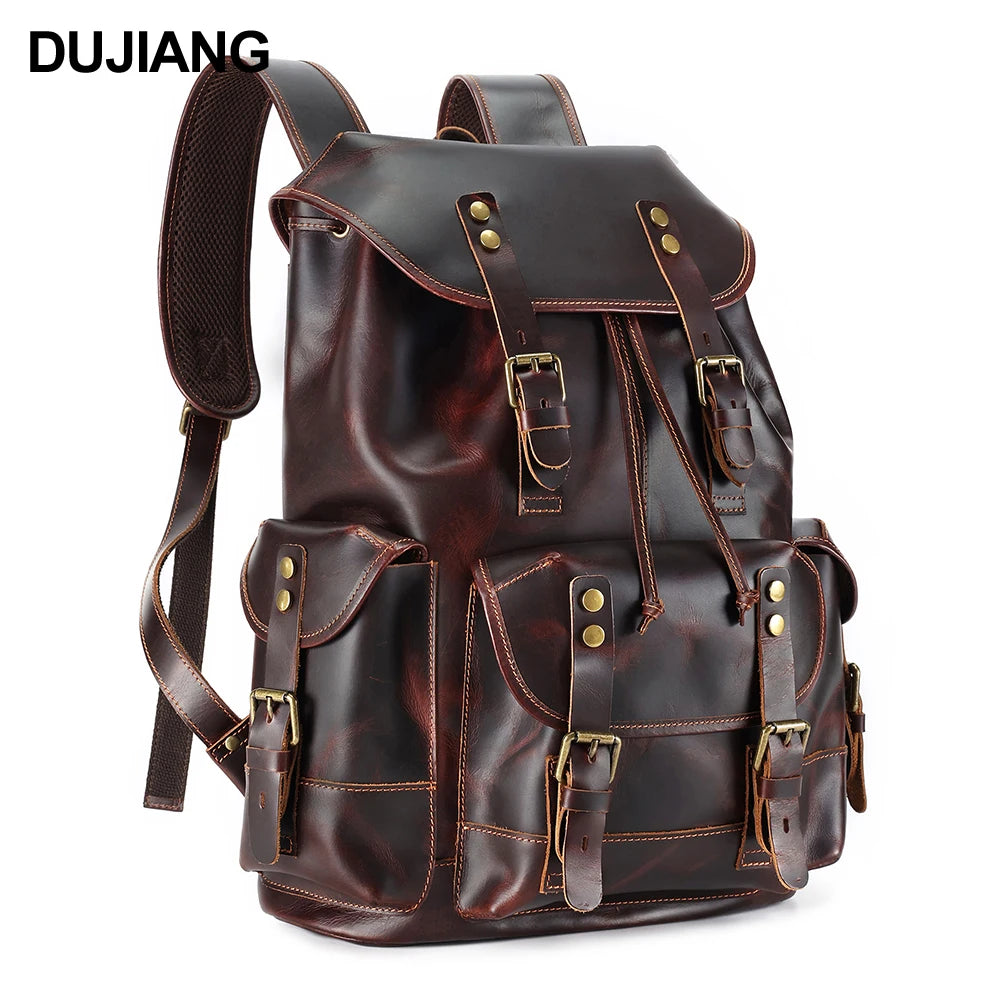 Large Capacity Leather Shoulder Outdoor Sports Backpack Multi-pocket Travel Men's New Backpack Fashion Accessories High-end Birt