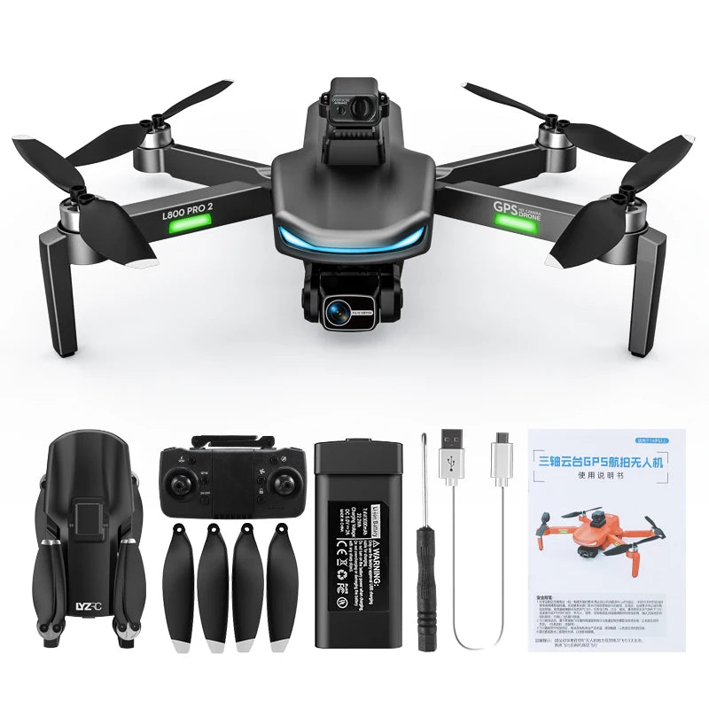 2022 NEW L800pro2 Obstacle Avoidance 3 Axis Gimbal Rc Drone with 4K Camera GPS Dron WIFI 1.2KM Long Distance Professional Drone L800pro2 Tidesmit