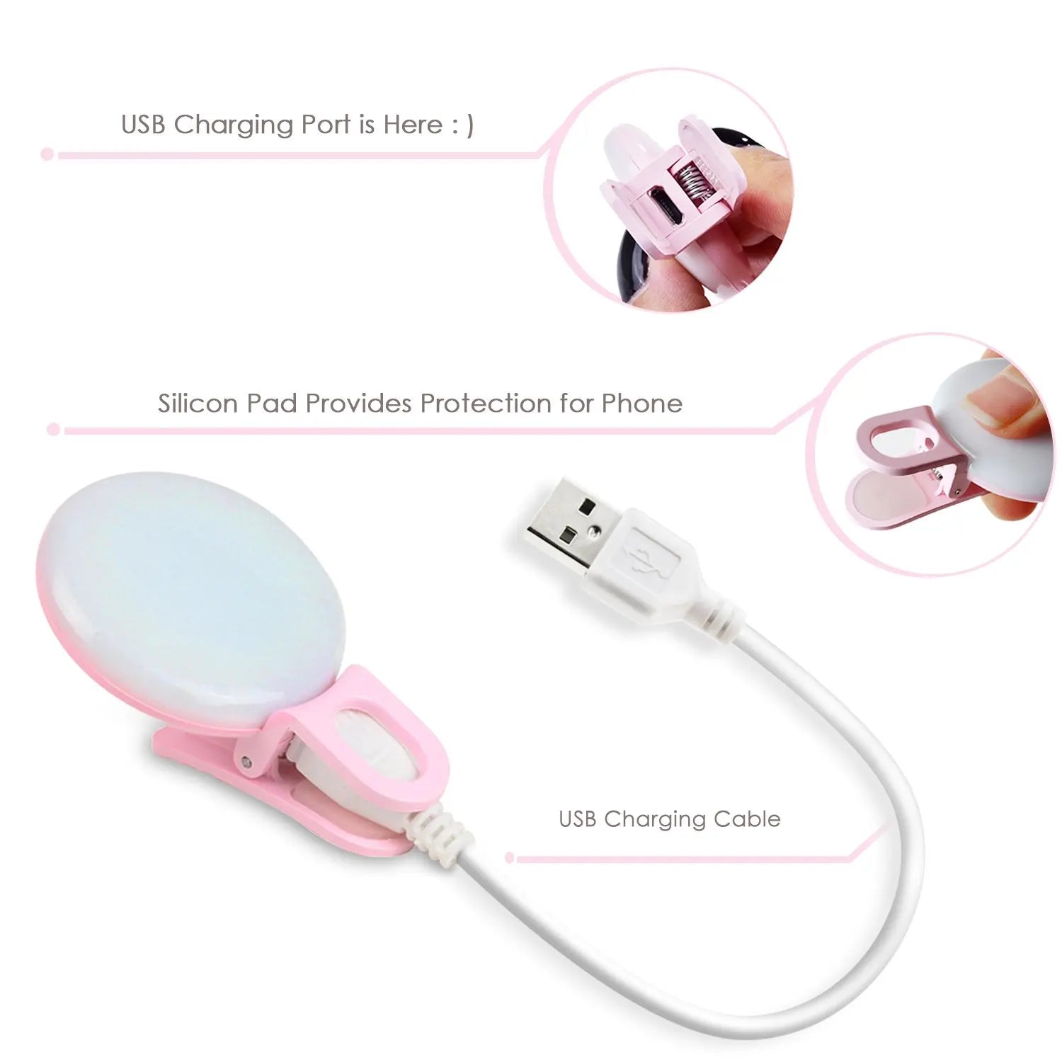 3 Lights Portable Mobile Phone Fill Light Usb Flash Selfie Ring Light Camera Photography for All Smartphones Tidesmit