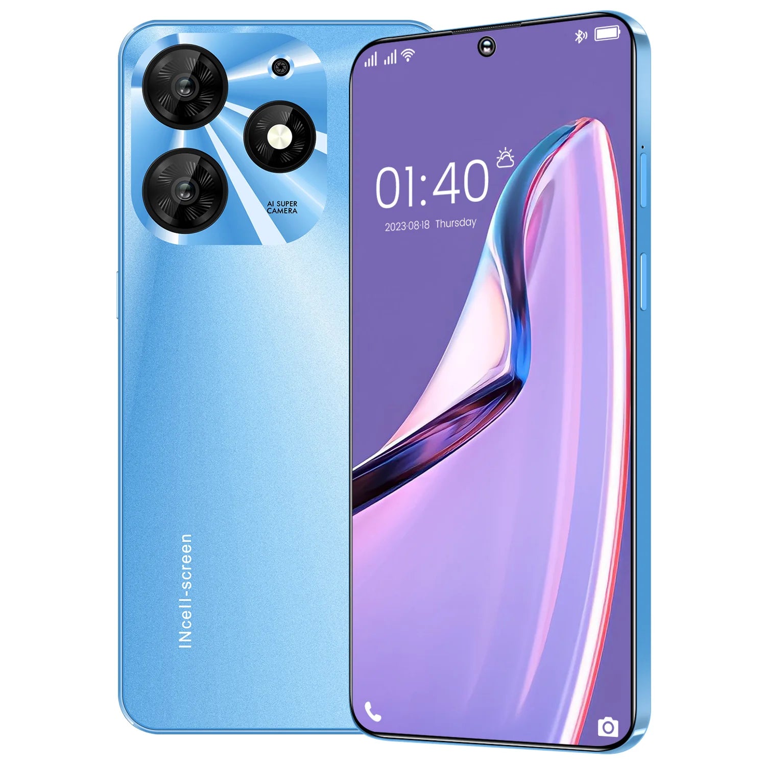 Tidesmit 5G Android smartphone side profile showing the sleek 7.3-inch edge to edge display and slim design