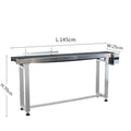 Height-adjustable PVC conveyor belt machine with metal frame and support legs