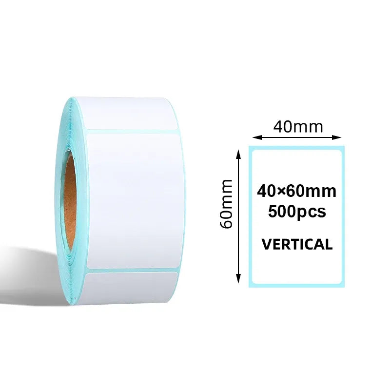 Sky blue thermal barcode label paper roll, blank adhesive labels for printing