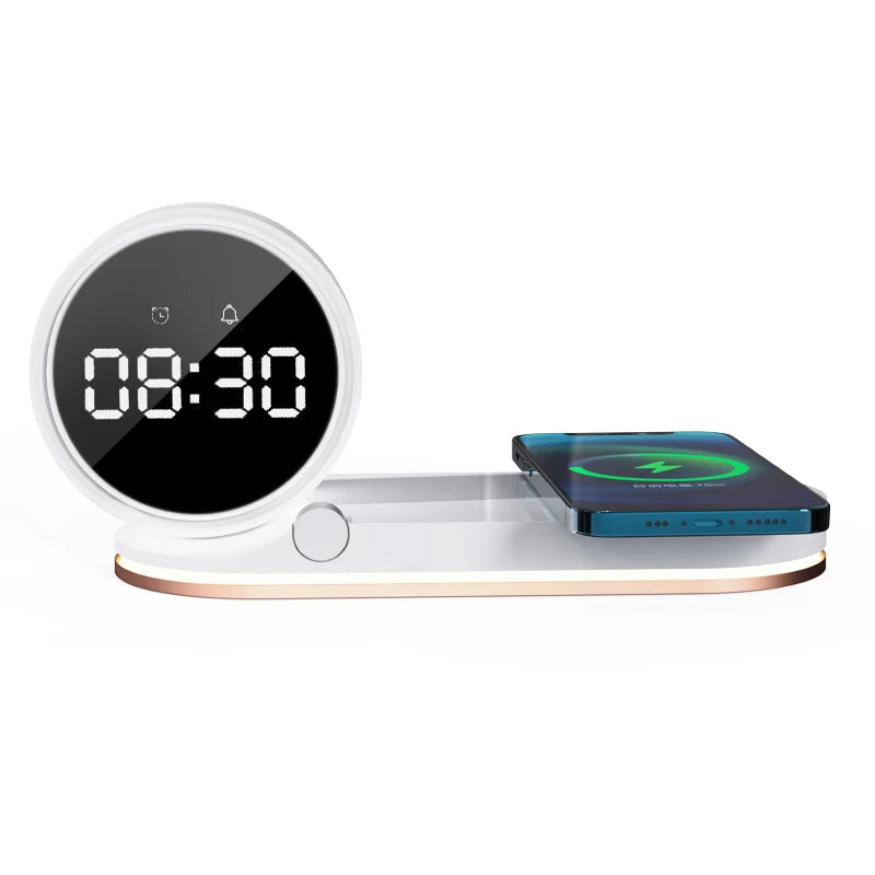 Power bank charger-Dropshipping Products 2025 Usa 15w Wireless Phone Charger with Clock 3 in 1 Wireless Charger With Night Light Custom Logo Hot Tidesmit