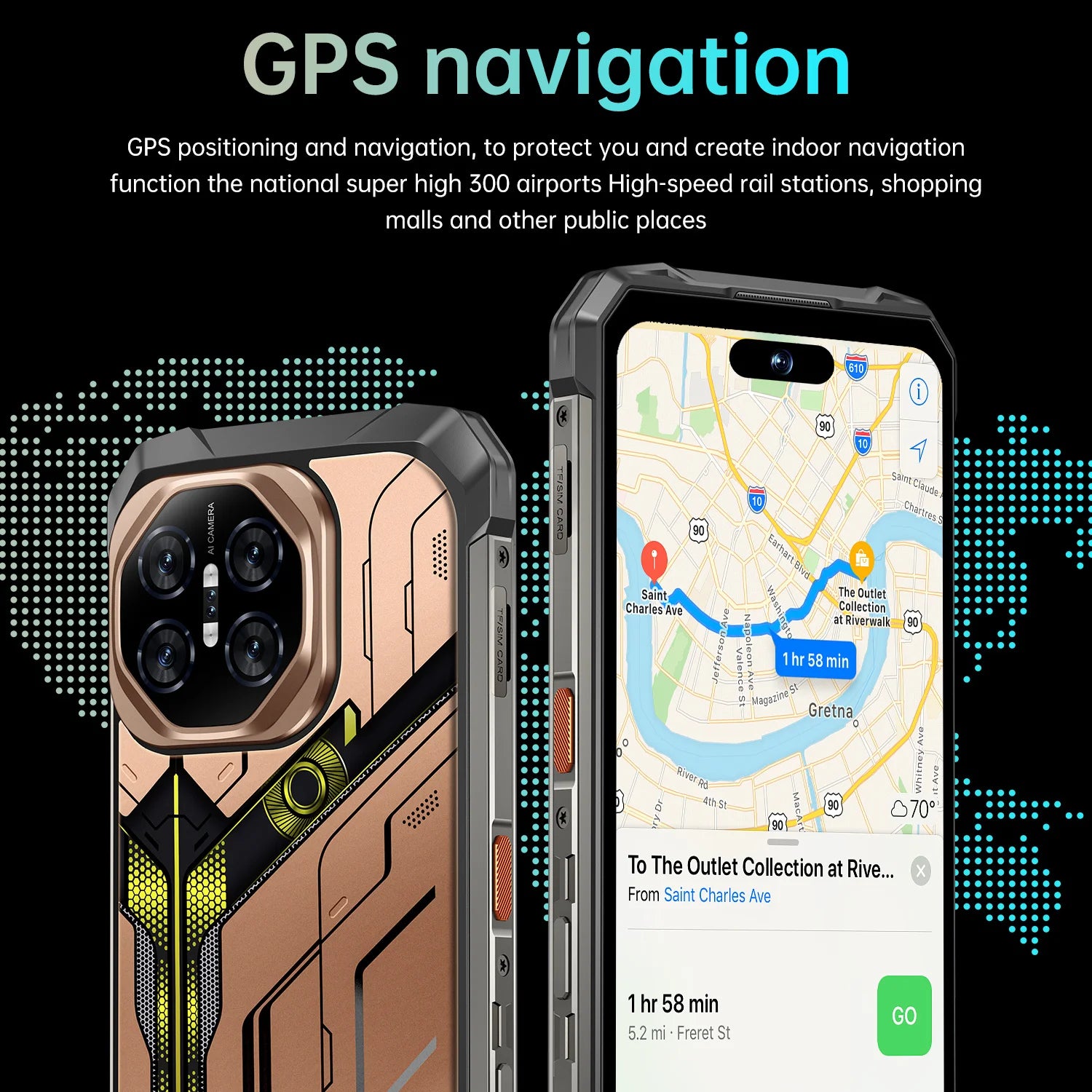 Tidesmit X27 Ultra 5G smartphone with 7.3 inch display, 12GB RAM, 1TB storage, waterproof, and NFC features.
