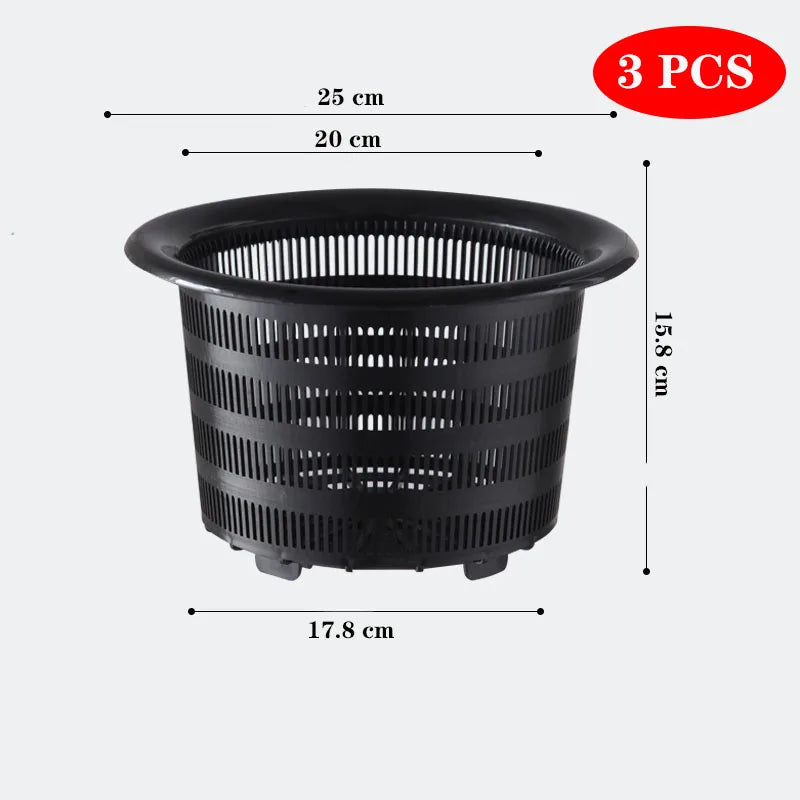 Meshpot 3PCS Colorful Plastic Hydroponics Basket Net Cup Mesh Pot Home Decoration Garden Supplies Flower Pot in 8cm/9cm/10cm