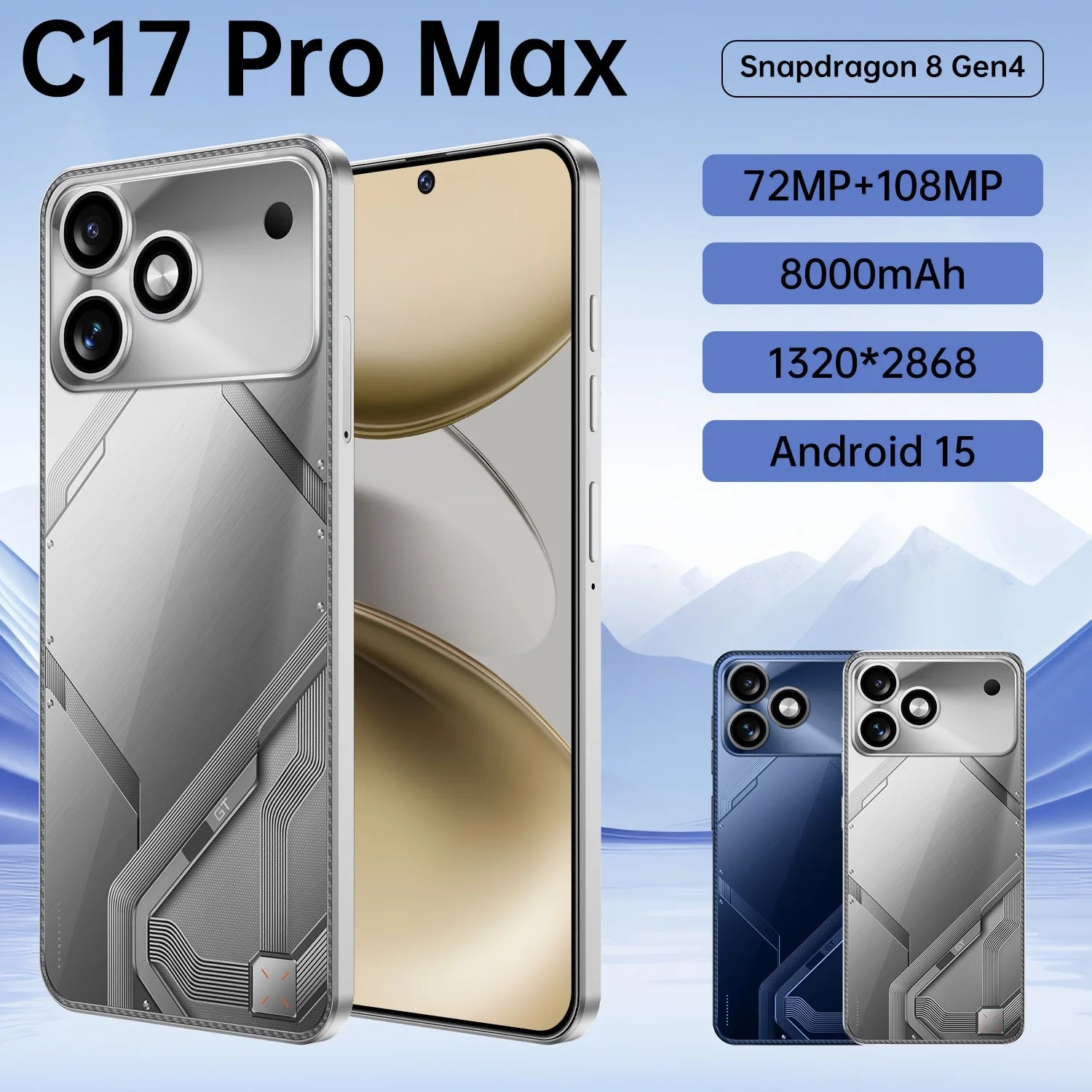 5G Smartphone 7.3-inch AMOLED 16GB RAM 1TB Unlocked Mobile Silver/Gray Tidesmit