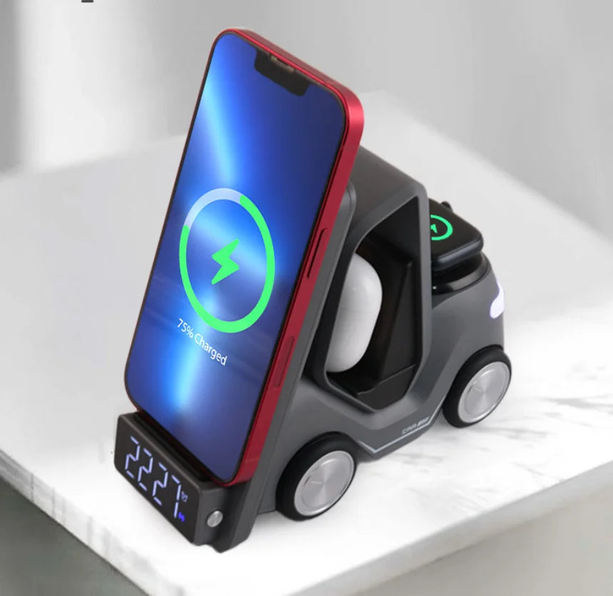 Multifunction 15W Wireless Charger 5 in One Fast Charger with Phone Watch and Headphones with Truck New Shape Tidesmit