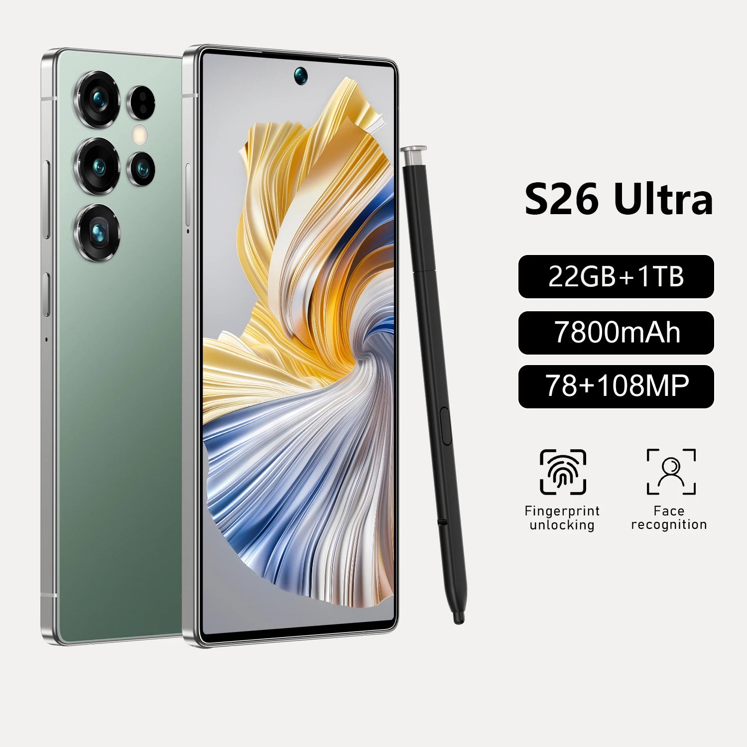 Tidesmit 5G Android Smartphone: 7.3-Inch Display, 22GB RAM, 1TB Storage dark green 22GB 1TB Tidesmit