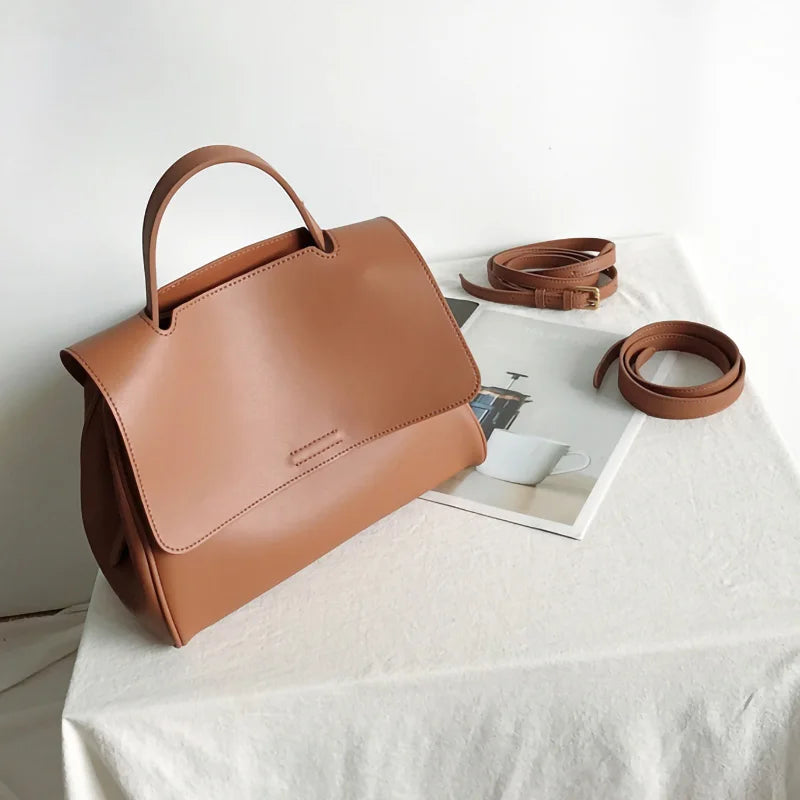 Women Korean Style Simple Design Luxury Leather Messenger Bag Leather Handbags