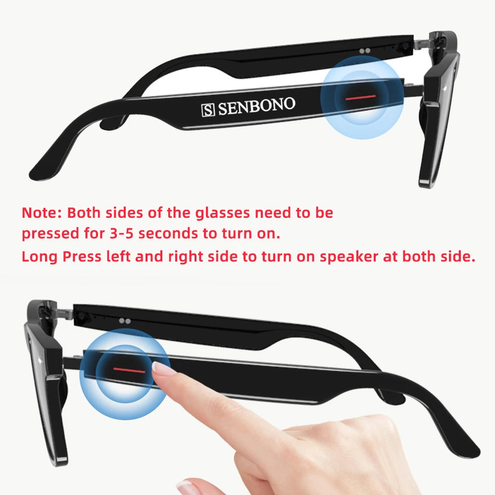SENBONO E13-06 AI Translate Smart Sunglasses Wireless BT Sunglasses Outdoor Smart Sport Hands-Free Call Music AI Smart Glasses Tidesmit