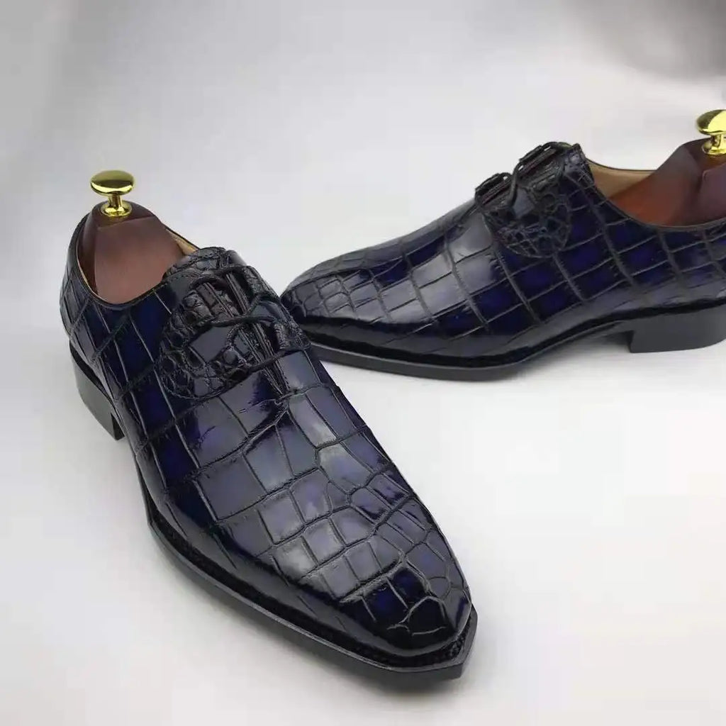 Goodyear Welt Handmade Branded Shoes Men Genuine Crocodile Leather Formal Mens Shoes Alligator Skin Luxury Dress Shoes & Oxfords