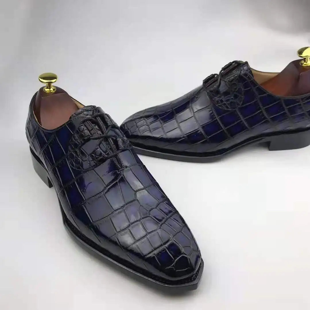 Goodyear Welt Handmade Branded Shoes Men Genuine Crocodile Leather Formal Mens Shoes Alligator Skin Luxury Dress Shoes & Oxfords