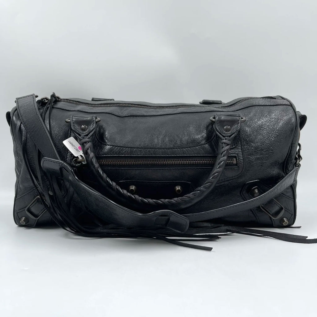 Wholesale Second-hand Luxury Handbags | Black Genuine Leather Tote Bag with Tassel | Pillow-shaped Design | Current Hot Trend
