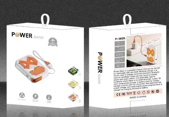 Power bank charger-Travel Plug With Power Bank Capsule for Travel Portable Charger Power Bank With Built-In Cables and Travel Keychain Tidesmit