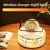 New Products Factory Price Camping Light 15W Wireless Charger Fast Charging Desktop Lamp Decoration Stand Wireless Phone Charger Type-C White Tidesmit