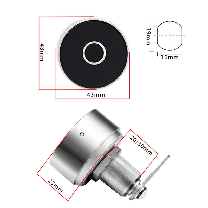 Fingerprint Head Furniture Lock Cam Lock Installation File Cabinet Bedside Cabinet Intelligent Fingerprint Lock Semiconductor Tidesmit