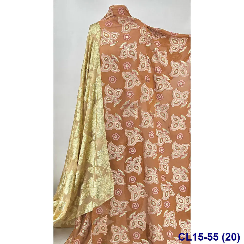 Lisami RTS Luxury Silk Fabric Elegant Multi-Color 3D Metallic Handcut for Dresses Weddings and Curtains