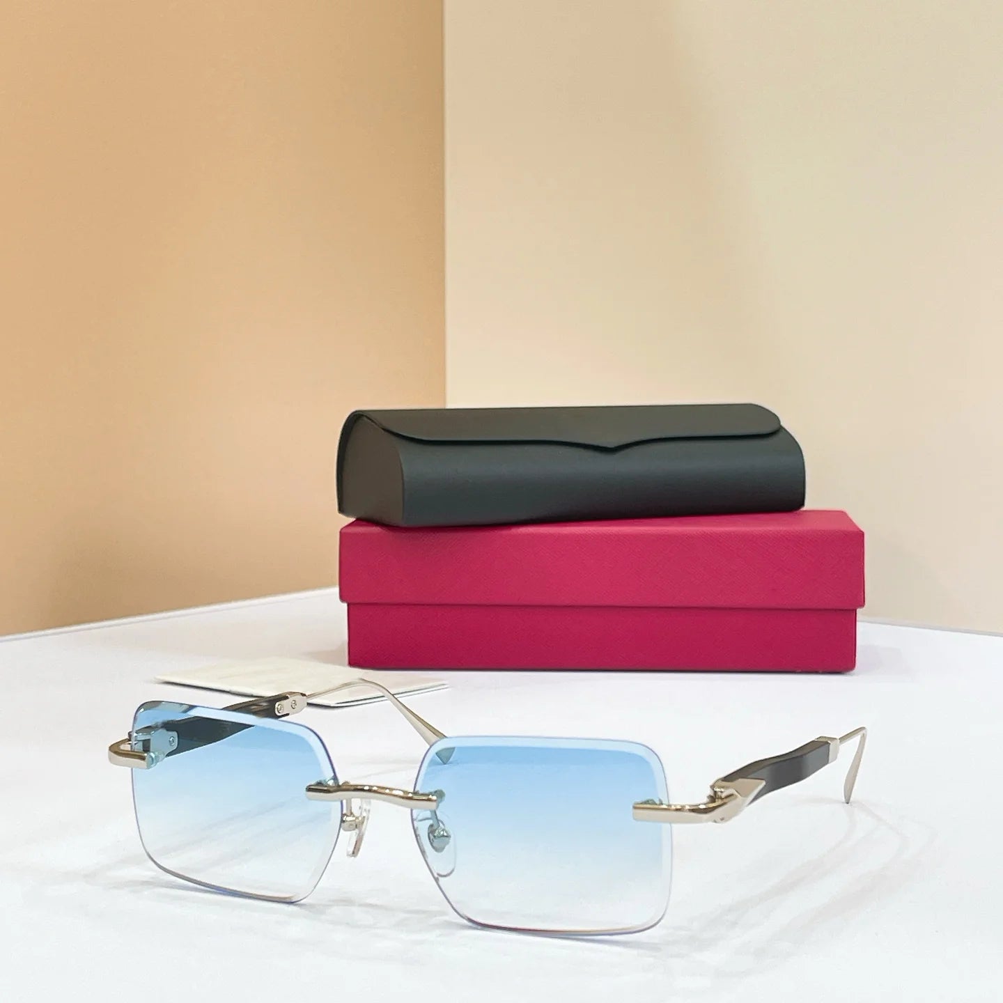 High-quality Luxury Designer Sunglasses-Polarized Lenses Rimless Frame-Light Weight Comfortable for Unisex Use-Trendy Logo