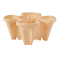 Stackable vertical flower planter pots, beige plastic with curved slots