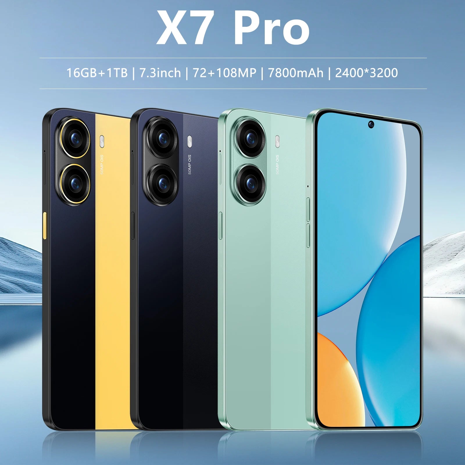 Mobile Phone X7 Pro 5G Smartphone Fast 7.3 Inch 16GB Memory 108MP Mobile Phone