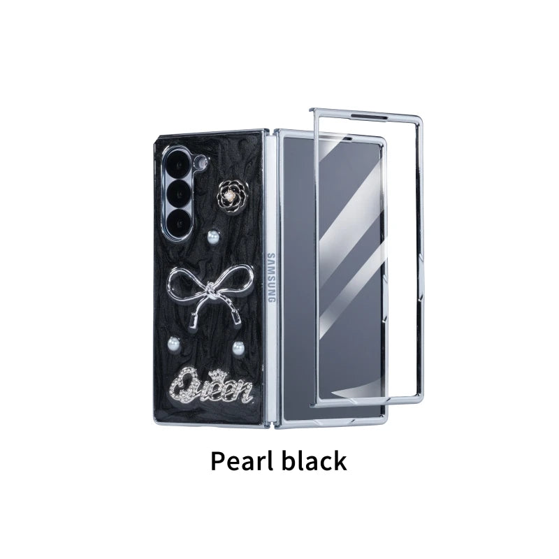 Dispensing Bow Glass Screen Protector Phone Case for Samsung Galaxy Z Fold 7/6/5/4 Black OPP Bag Tidesmit