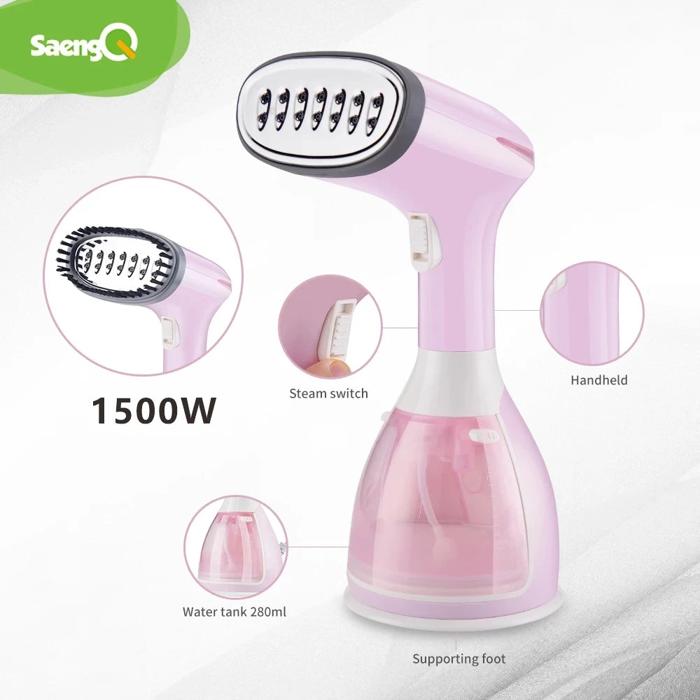 Tidesmit 1500W handheld garment steamer featuring 280ml water tank for fast portable vertical fabric ironing