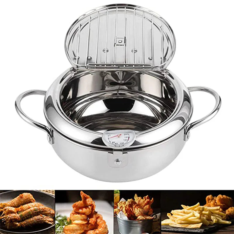 Japanese-Style Tempura Fryer Mini Oil-Saving Deep-Frying Pot Household Small Fryer with Special Temperature Control
