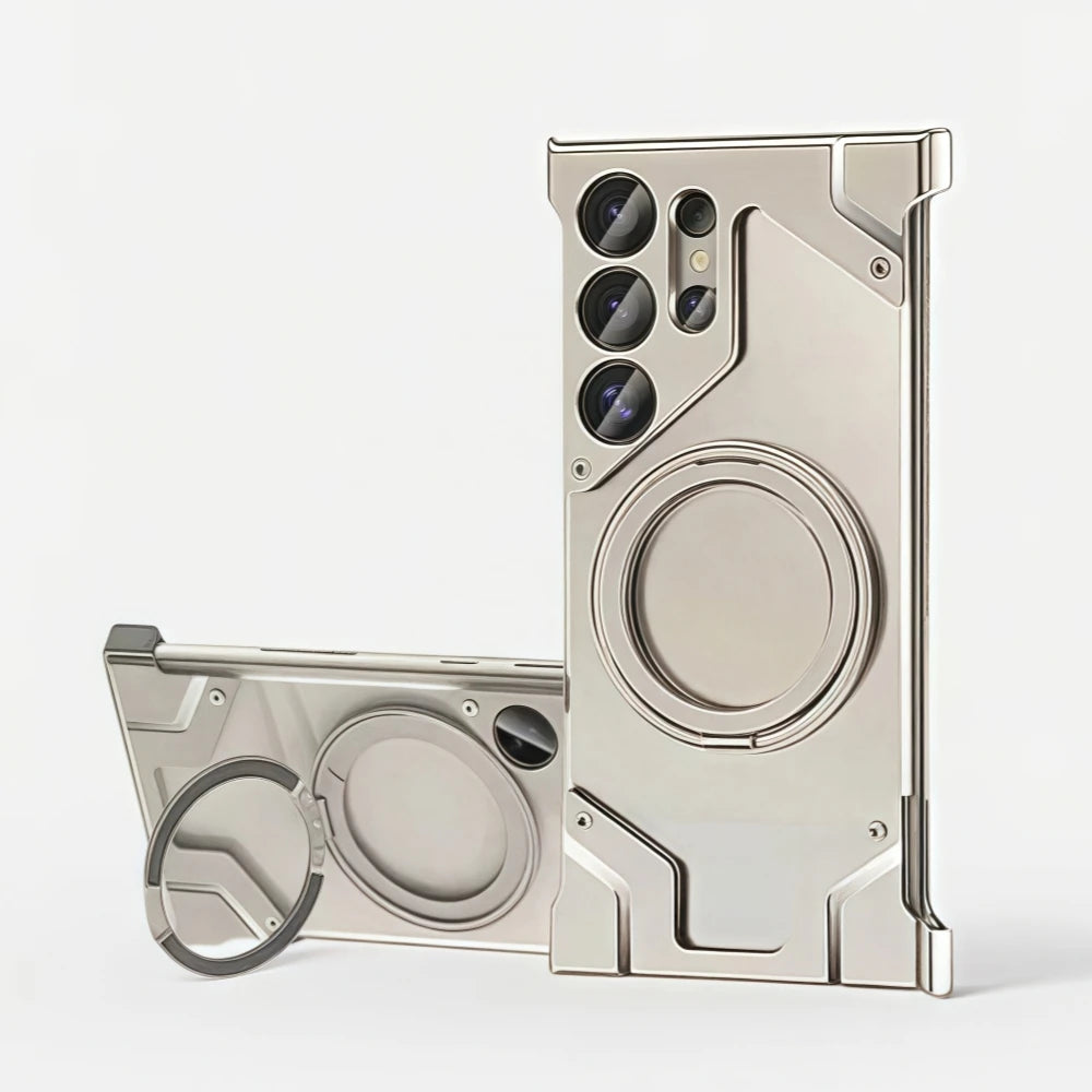 2025 Case Para for iPhone Luxury Metal Phone Case S24 Ultra Cover High Quality Rotating Bracket Magnetic Transparent Cover Tidesmit