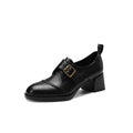 Genuine Leather Durable Breathable Loafers Comfortable Shoes Dress Style for Office and Daily Use with Buckle for Female