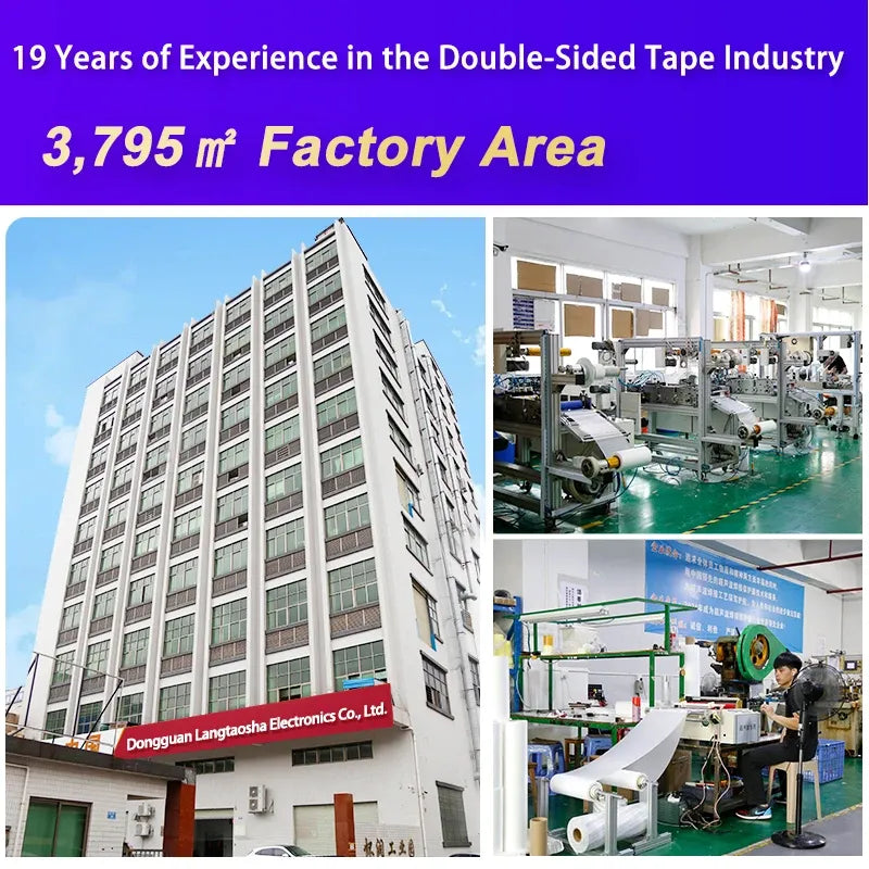 Promotional banner for double-sided tape industry and factory area