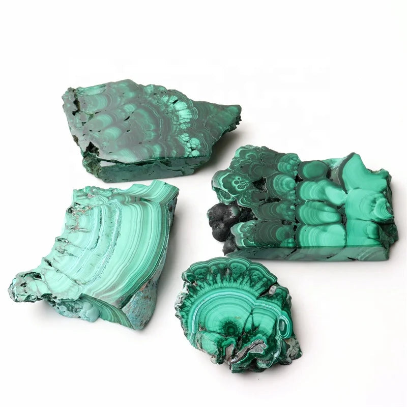 Wholesale crystal bulk raw malachite slice polished slab for home decoration