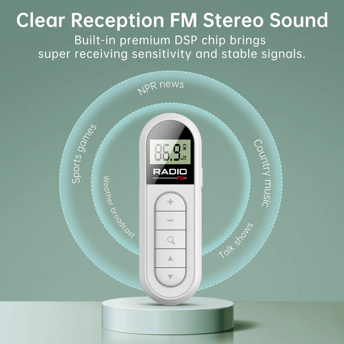 Bluetooth Speaker -Factory Mini Portable Pocket Digital Tuning Multiband MP3 Radio Player with Rechargeable Battery FM Radio for Walkman