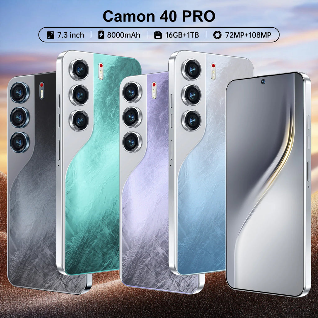 Hot Sale Camon 40 Pro 16GB+1TB 7.3 Inch 5G Smart Phone 100W Original HD Android 14 Unlocked Dual Card New for Spanish Speaking - Tidesmit