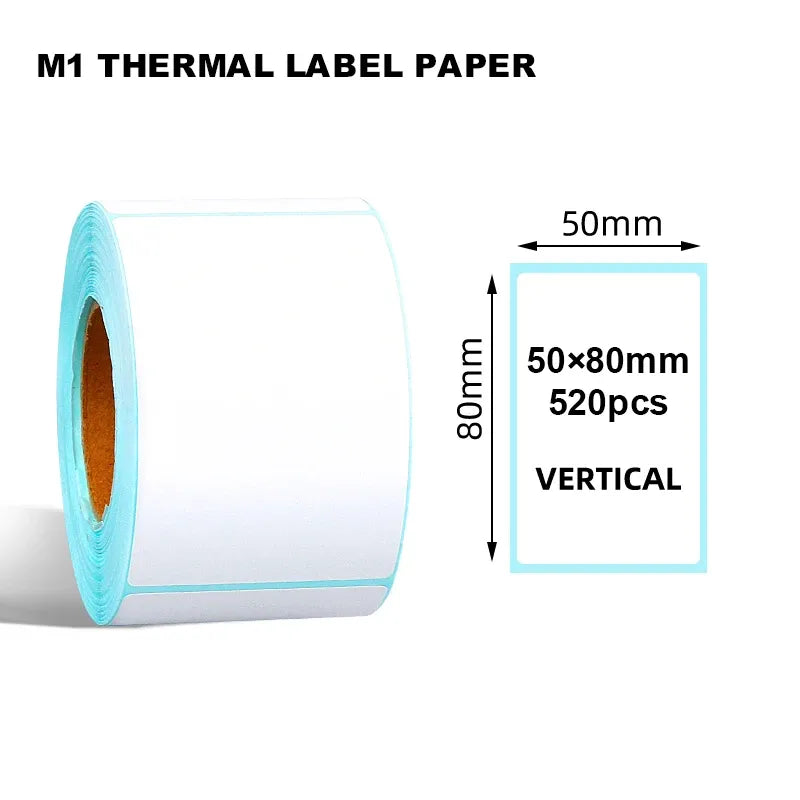 White waterproof thermal label roll, 50x80mm, 520pcs, vertical label size