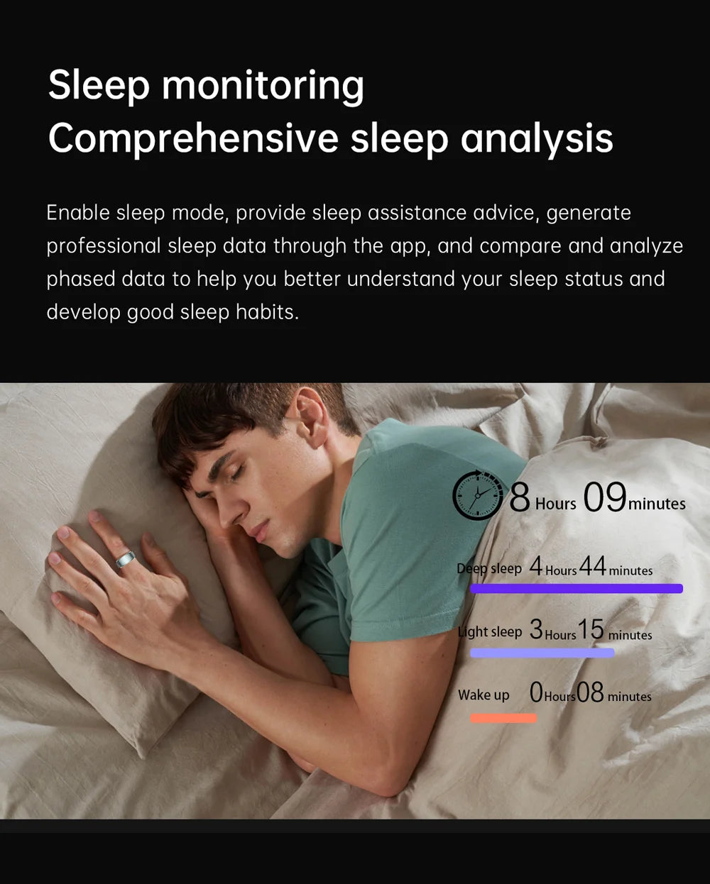 R3 IPX8 Waterproof Sleep Smart Health Ring Heart Rate Blood Oxygen Anillo Inteligente Sports Smart Ring with App for Android Tidesmit